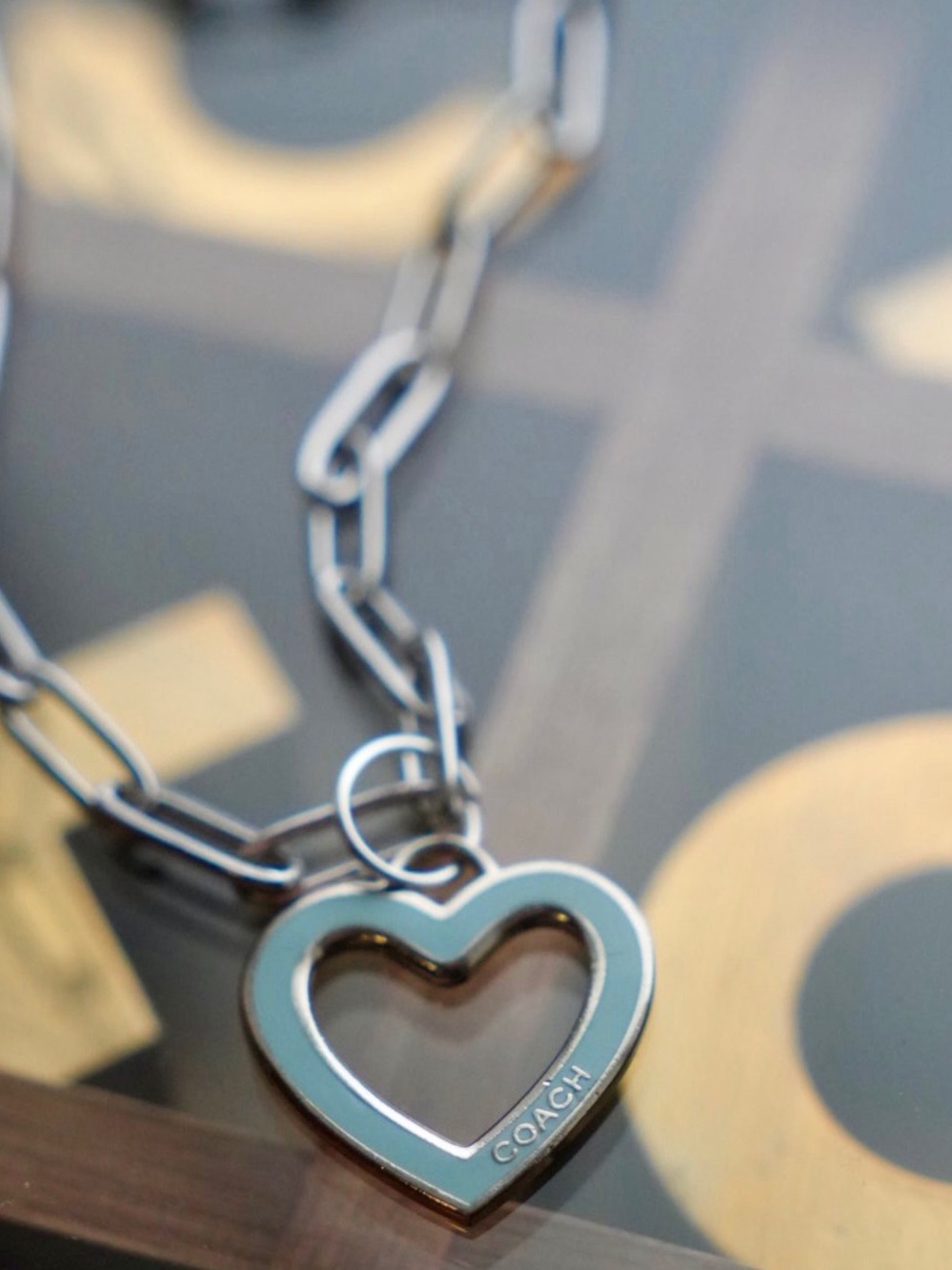 Coach Silver-Tone Open Heart Paperclip Necklace